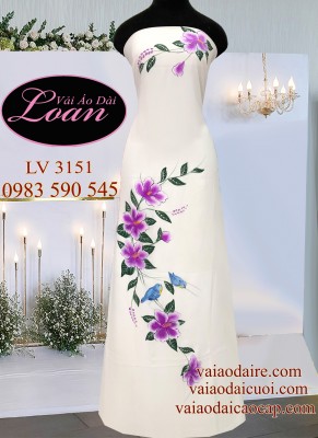 Vải áo dài vẽ hoa 3D-ADV1331