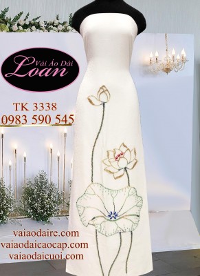 Vải áo dài kết hoa Sen-ADK1531