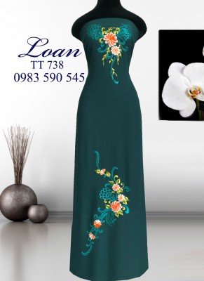 Vải áo dài thêu hoa-ADT154