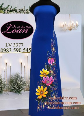 Vải áo dài vẽ và kết hoa-ADK1563