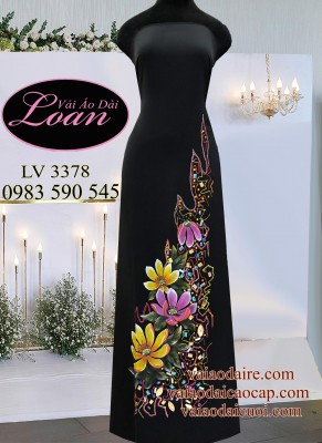 Vải áo dài vẽ và kết hoa-ADK1564