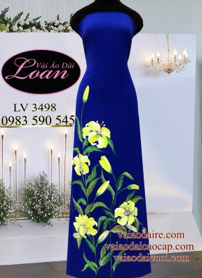 Vải áo dài vẽ hoa-ADV1660