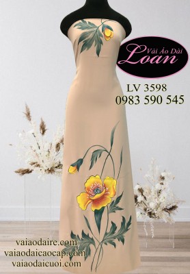 Vải áo dài vẽ hoa 3D-ADV1725