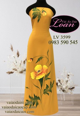 Vải áo dài vẽ hoa 3D-ADV1726