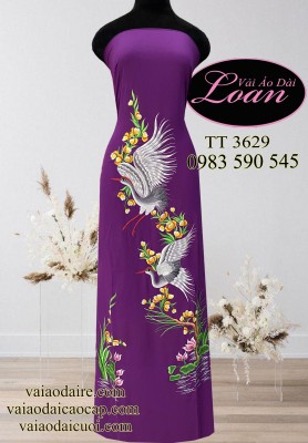 Vải áo dài thêu Hạc-ADT1763