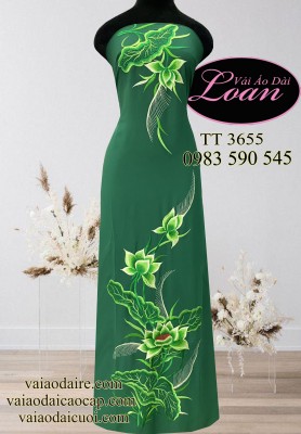 Vải áo dài thêu Sen-ADT1784