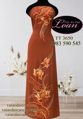 Vải áo dài thêu Sen-ADT1787