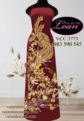 Vải áo dài vẽ Phượng Hoàng-ADV1877