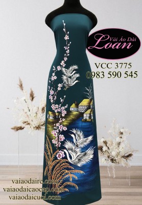 Vải áo dài vẽ phong cảnh-ADV1879