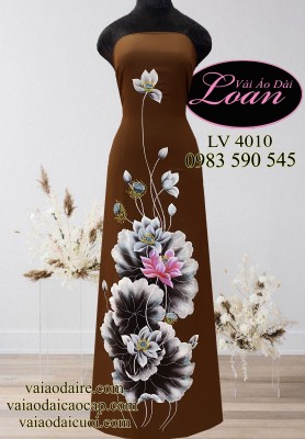 Vải áo dài lụa vẽ hoa sen-ADV2033