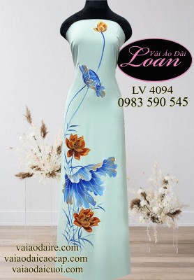 Vải áo dài vẽ hoa Sen-ADV2050