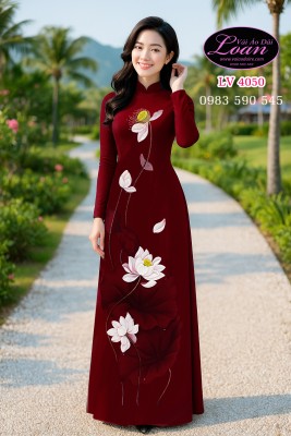 Vải áo dài vẽ sen cao cấp-ADV2090