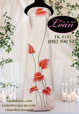 Vải áo dài kết hoa hồng môn-ADK2166