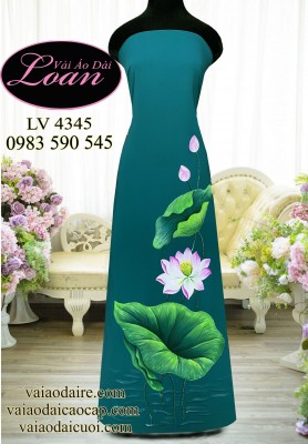 Vải áo dài vẽ hoa Sen-ADV2339