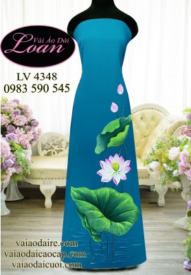 Vải áo dài vẽ hoa Sen-ADV2342