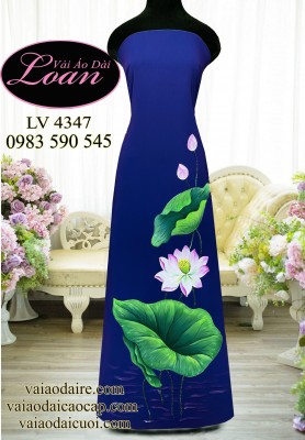 Vải áo dài vẽ hoa Sen-ADV2343