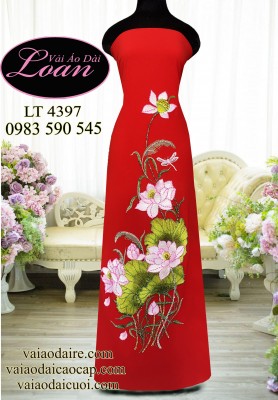 Vải áo dài thêu kết hoa sen-ADT2383