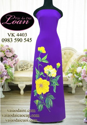 Vải áo dài hoa mẫu đơn-ADV2399