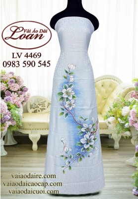 Vải áo dài vẽ hoa 3D-ADV2409
