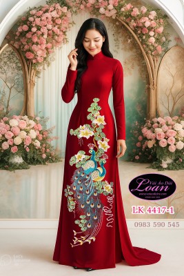 Vải áo dài thêu chim công-ADT2422