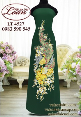 Vải áo dài thêu phượng hoàng cao cấp-ADT2455