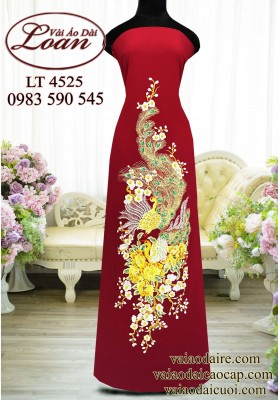 Vải áo dài thêu phượng hoàng cao cấp-ADT2456