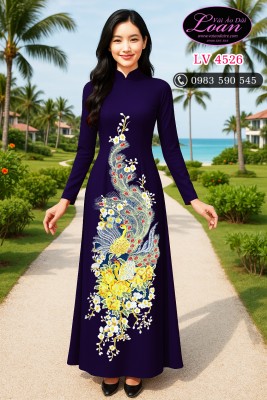 Vải áo dài thêu phượng hoàng cao cấp-ADT2457