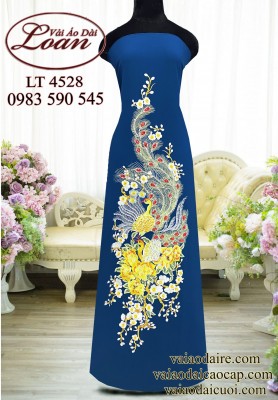 Vải áo dài thêu phượng hoàng cao cấp-ADT2458