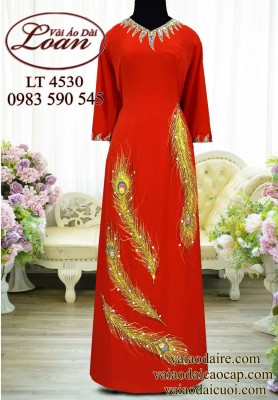 Vải áo dài lông đuôi công cao cấp-ADK2460