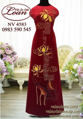 Vải áo dài kết hoa sen cao cấp-ADK2498