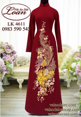 Vải áo dài thêu phượng hoàng cao cấp-ADT2504