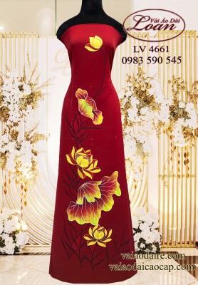 Vải áo dài vẽ hoa sen-ADV2544