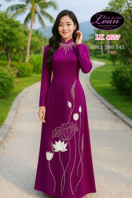 Vải áo dài kết hoa sen cao cấp-ADK2548