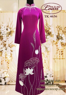 Vải áo dài kết hoa sen cao cấp-ADK2550