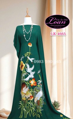 Vải áo dài thêu hoa sen-ADT2554