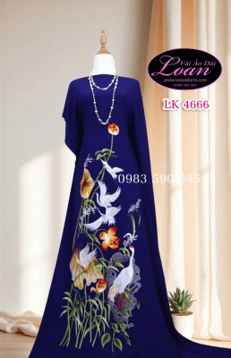 Vải áo dài thêu hoa sen-ADT2555