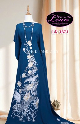 Vải áo dài thêu hoa sen-ADT2559