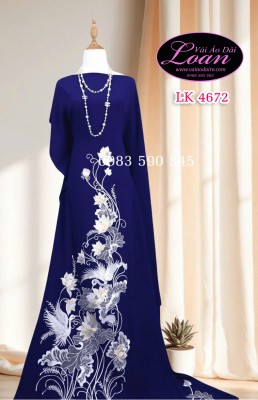 Vải áo dài thêu hoa sen-ADT2560
