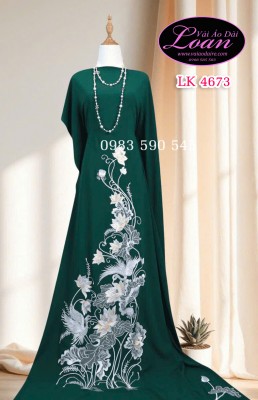 Vải áo dài thêu hoa sen-ADT2561