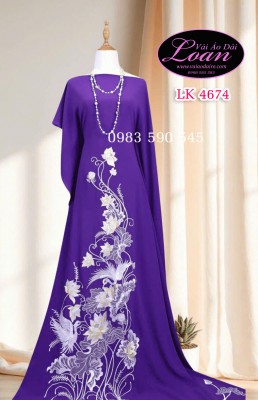 Vải áo dài thêu hoa sen-ADT2562