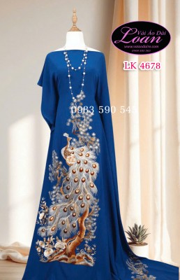 Vải áo dài thêu chim công-ADT2565