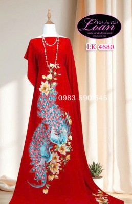 Vải áo dài thêu chim công-ADT2567