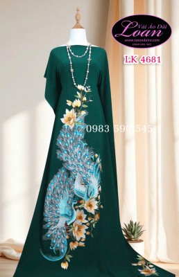 Vải áo dài thêu chim công-ADT2568