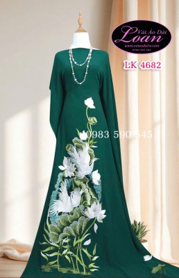 Vải áo dài thêu sen hạc-ADT2569