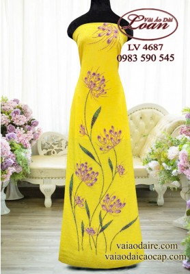 Vải áo dài kết hoa bồ công anh-ADK2574