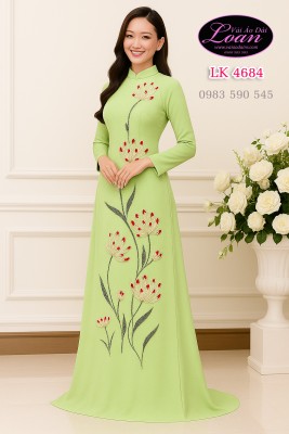 Vải áo dài kết hoa bồ công anh-ADK2575