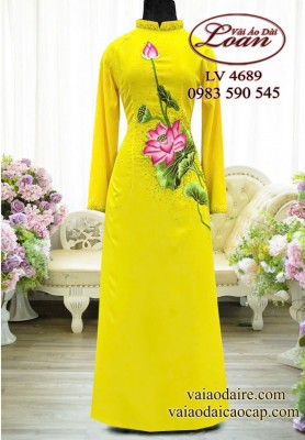 Vải áo dài thêu kết hoa sen-ADT2576