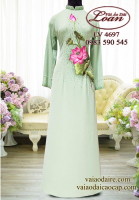 Vải áo dài thêu kết hoa sen-ADT2580