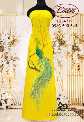 Vải áo dài kết chim công cao cấp-ADK2587
