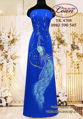 Vải áo dài kết chim công cao cấp-ADK2588